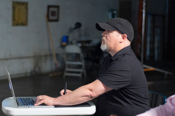 Illustrators of the Future Judge, Cliff Nielsen in his studio.