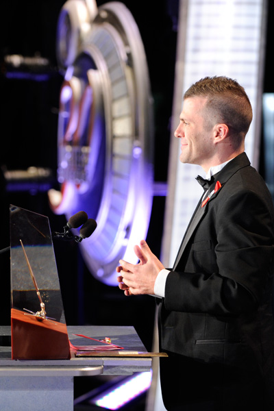 Trevor Smith accepting the 2014 Golden Brush Award