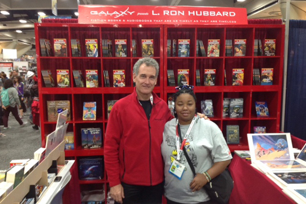 John Goodwin from Galaxy Press with Brittany Jackson at Comic-Con 2015