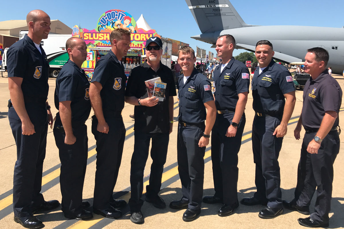 Kevin J. Anderson (center) with the Blue Angels