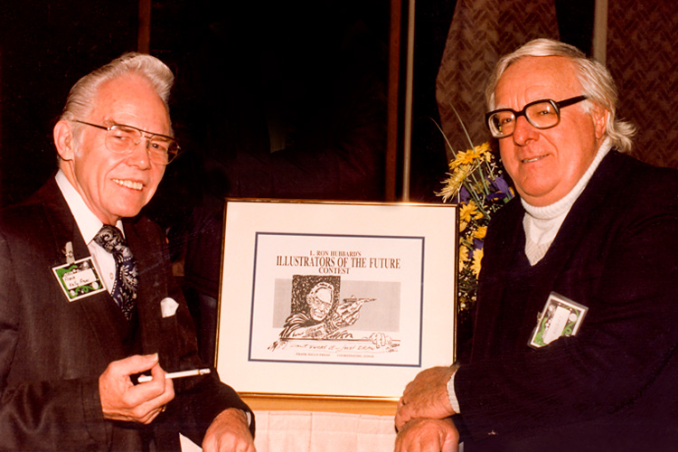 Frank Kelly Freas and Ray Bradbury at the inauguration of Illustrators of the Future