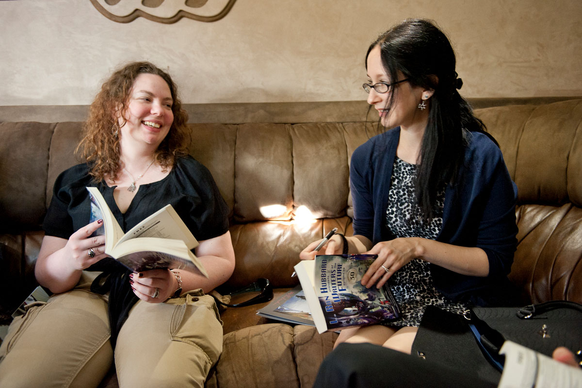 Anaea (left) and fellow writer Megan O’Keefe (right) after touring the plant