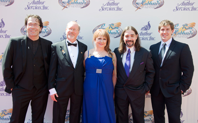 WordFire Press on the red carpet. Left to right: Peter Wacks, Kevin J. Anderson, Rebecca Moesta, Alexi Vanderberg and Josh Vogt